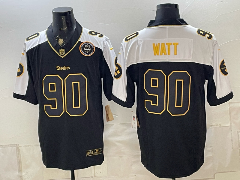 2026 Men Pittsburgh Steelers #90 Watt Black Limited Nike NFL Jersey 0901004